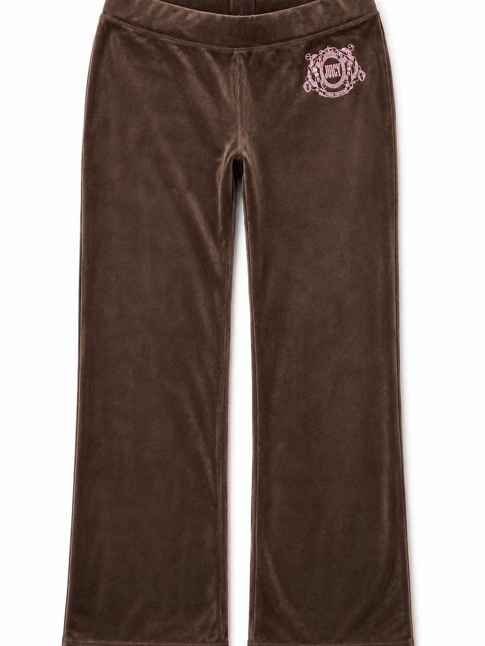 Juicy Couture Brown Velour Track Pants with Pink Crest Logo
